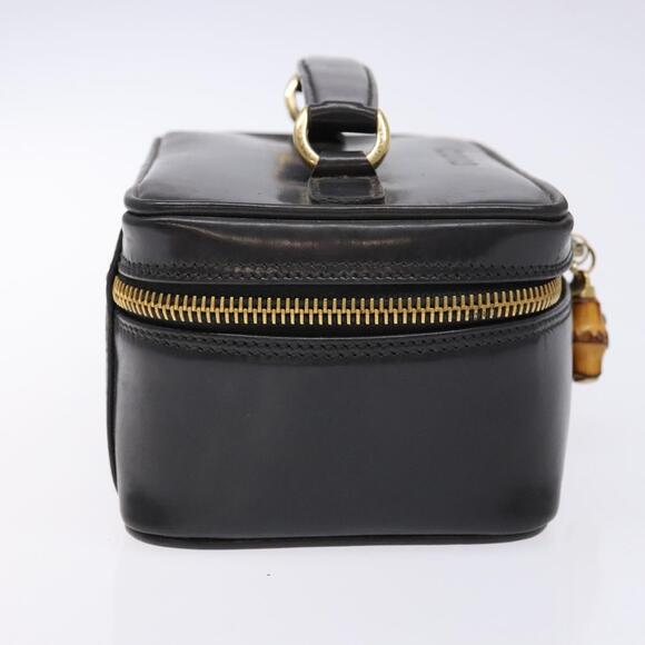 GUCCI Bamboo Vanity Hand Bag Patent Leather Navy Gold 032 1705 032 1705 - Picture 5 of 16